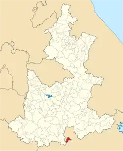 Location of the municipality in Puebla