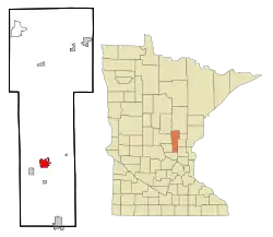 Location in Mille Lacs County and the state of Minnesota