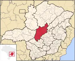 Location of Central Mineira mesoregion