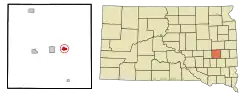 Location in Miner County and the state of South Dakota