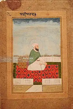 Miniature painting depicting the Punjabi folk deity Sakhi Sarwar, also known as 'Lakhdata'.