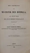 Title page to a 1843 copy of Die Elemente der Mechanik des Himmels
