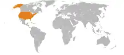 Map indicating locations of Monaco and USA