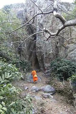 Monk in the hills around Vulture Peak