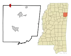 Location in Monroe County and the state of Mississippi