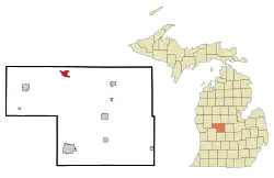 Location within Montcalm County and the state of Michigan