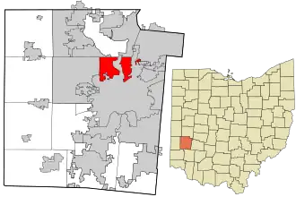 Location in Montgomery County and the state of Ohio.