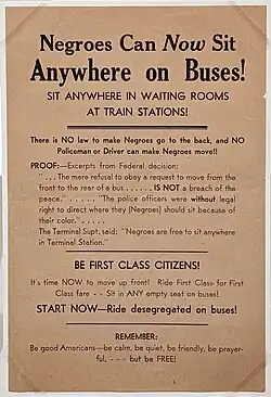 Image 7Montgomery Improvement Association poster announcing desegrated seating on buses (New York Public Library) (from Montgomery bus boycott)