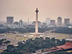A view of Merdeka Square in 2015, with National Monument standing in the middle of the square.