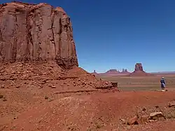 Typical Organ Rock angled skirts, below De Chelly Sandstone, Monument Valley