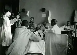 Military hospital set up in a Karl K. Mazing school in Moscow, 1914.