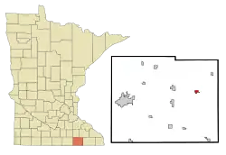 Location in Mower County and the state of Minnesota
