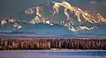 Mount Blackburn and Willow Lake at sunset