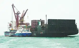 MV Virginian conducts a side-by-side off-load operation with MV Troubadour off the coast of Talamone, Italy, March 27, 2006.