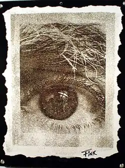Image of subject's eye made using his own hair
