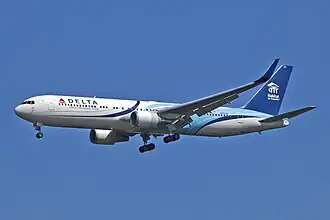 HFH livery on a Delta aircraft allowing more awareness globally of affordable housing.