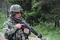 Albanian soldier on military exercise.