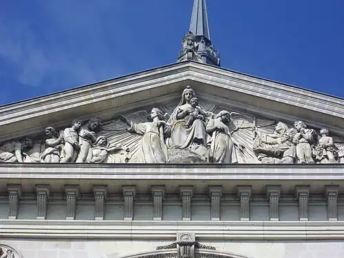 Notre-Dame protector of sailors (1858) Pediment of the Notre-Dame de Bon-Port à Nantes.