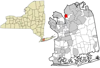 Location of Sea Cliff in Nassau County, New York (right) and of Nassau County in New York state (left)