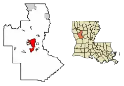 Location of Natchitoches in Natchitoches Parish, Louisiana