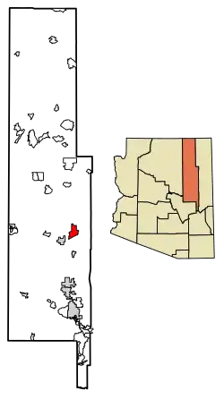 Location of Sun Valley in Navajo County, Arizona.