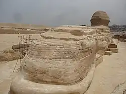 Rear view of the Sphinx in 2014, showing some of the restoration work up to that time
