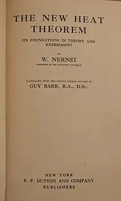 Title page to The New Theorem of Heat (1926)