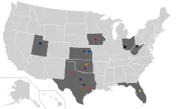 The Big 12 as it existed for only the 2023-24 season, after the additions of BYU, Cincinnati, Houston, and UCF.