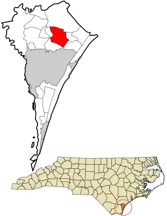 Location in New Hanover County and the state of North Carolina.