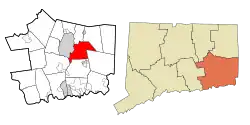 Preston's location within New London County and Connecticut