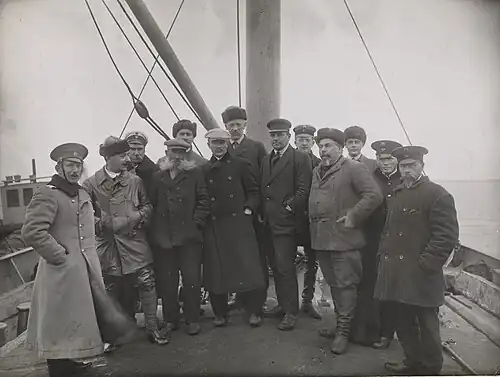 Lied and Nansen with Russian officers on Yenisei