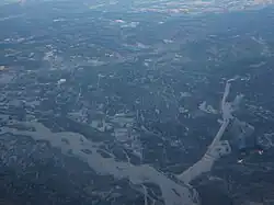 A January 2011 aerial view of North Pole, looking north, with the Tanana River to the southwest of it