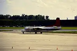 This rather elderly Mesaba F-27 was scrapped shortly after I took this shot through the tinted windows of the Northwest club louonge at MSP in the early 1980's.