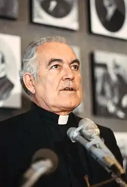 This is a photograph of NDUS president Theodore Hesburgh (taken between 1976 and 1982) who visited Fremantle in 1988.