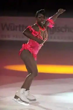 Surya Bonaly performs on ice.