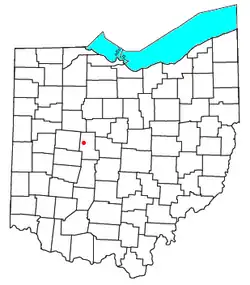 Location of Raymond, Ohio