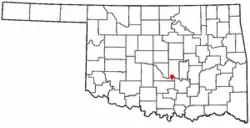 Location of Wanette, Oklahoma