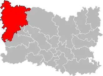 Situation of the canton of Grandvilliers in the department of Oise