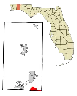 Location in Okaloosa County and the state of Florida