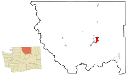 Location of North Omak in Okanogan County and Washington