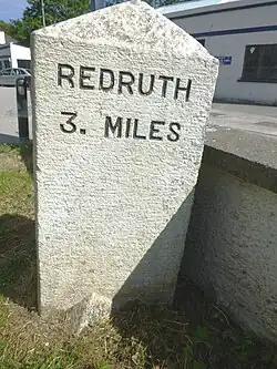 An old milestone on the B3300 at Bridge