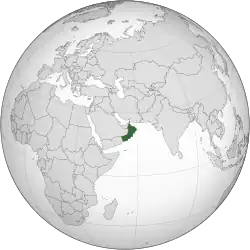 Location of Oman (dark green)