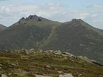 Rocky summit of Slieve Bearnagh seen from the east