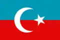 One of the proposed projects of the flag of Uzbekistan by the democratic movement, based on Turkestan Autonomy flag (1991)