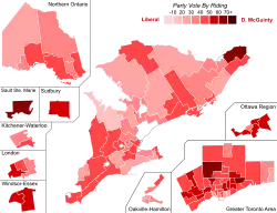 Support for Liberal Party candidates by riding
