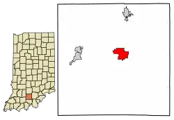 Location of Paoli in Orange County, Indiana.