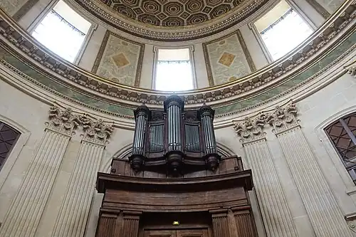 The organ, placed over the portal in the apse