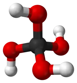 Ball and stick model of orthocarbonic acid
