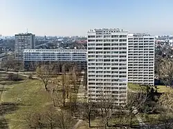 Aerial view of the neighbourhood from the east