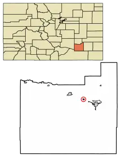 Location of Swink in Otero County, Colorado.